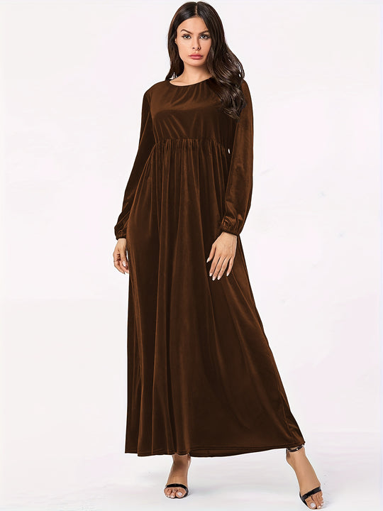 Damen Maxikleid aus luxuriösem Samt mit elegantem Faltenwurf R&B