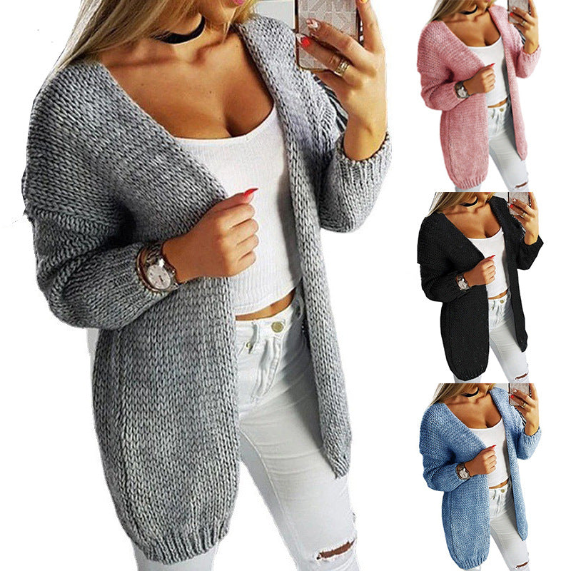 Damen lockerer Strickcardigan mit weichem Material und lässigem Schnitt