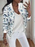Damen elegante Bomberjacke mit floralem Design R&B
