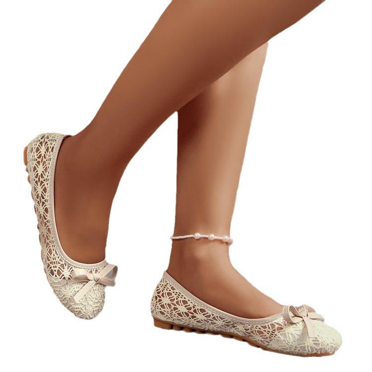Damen Ballerinas mit filigranem Spitzen-Design und zarter Schleifen-Applikation R&B