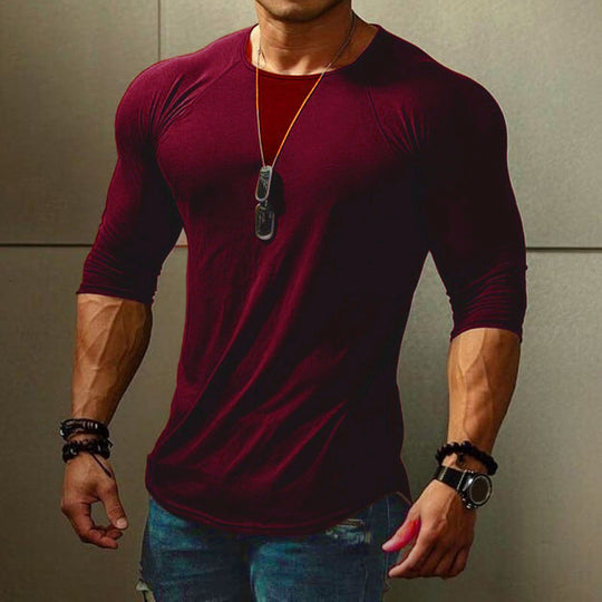 Herren körperbetontes Langarm-T-Shirt mit elastischem Tragekomfort R&B