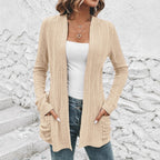 Damen Strickjacke mit langen Ärmeln und seitlichen Taschen R&B