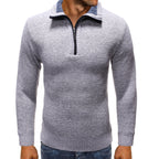 Herren luxuriöser Strickpullover mit modernem Stehkragen und Reißverschluss R&B