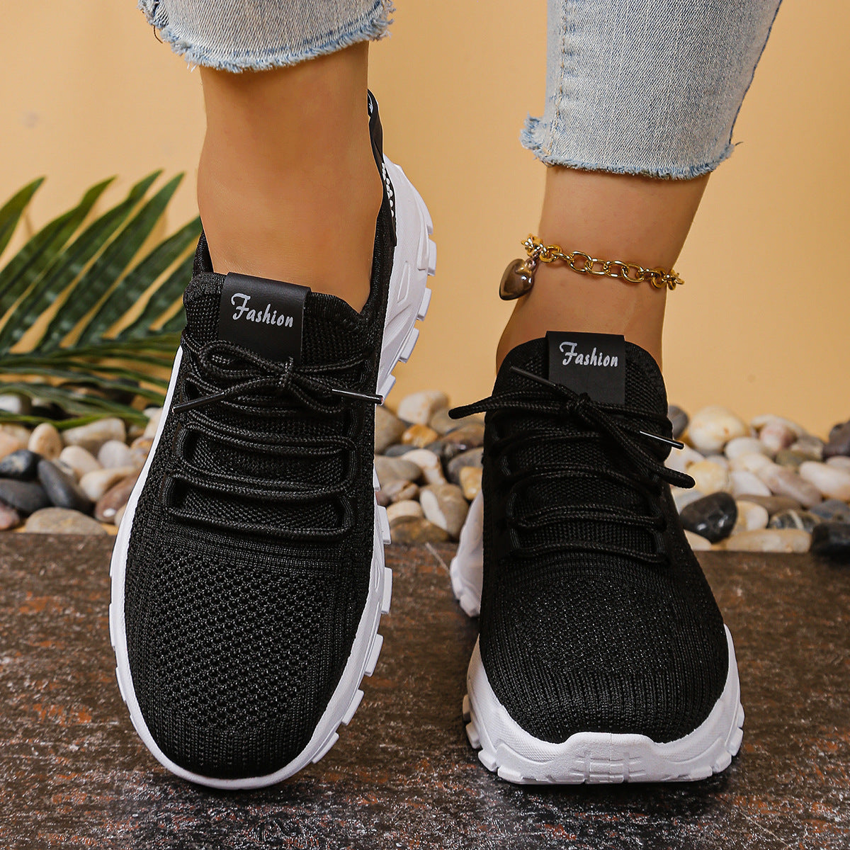 Damen Sportliche Mesh Sneakers mit dämpfender Sohle und atmungsaktiver Konstruktion R&B