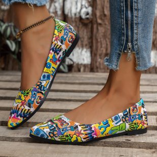 Damen Ballerinas mit buntem, grafischem Muster und bequemer Sohle R&B