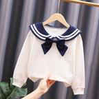 Mädchen Sweatshirt mit maritimem Kragen und dekorativem Schleifendetail R&B