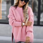 Damen Strickpullover mit strukturiertem Muster und weitem Schnitt R&B