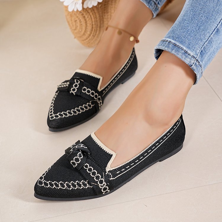 Damen Stilvolle und komfortable Ballerinas mit großem Schleifendetail R&B