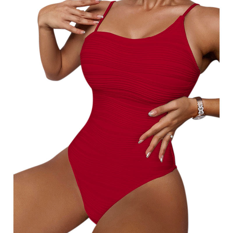 Damen Einteiler Badeanzug mit elegantem Rippendesign R&B