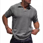 Herren Kurzarm Strickpullover mit strukturierter Oberfläche und Polokragen