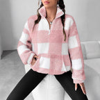 Damen Fleece-Pulloverjacke mit Reißverschluss und Taschen