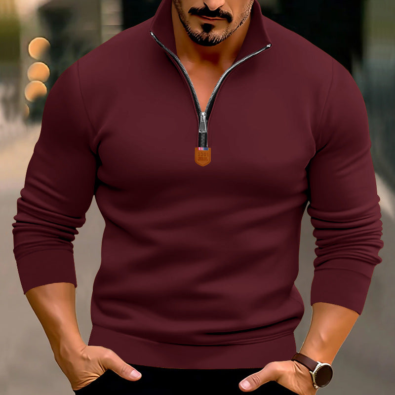 Herren nan schmal geschnittener Feinstrickpullover mit kurzem Reißverschluss, formenden Nähten und Stretchbund R&B