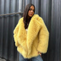 Damen Elegante Kunstfelljacke mit weichem Futter und voluminösem Schnitt