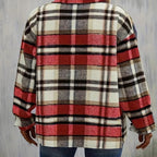 Damen karierte Flanelljacke mit Taschen und geschmackvoller Knopfleiste R&B