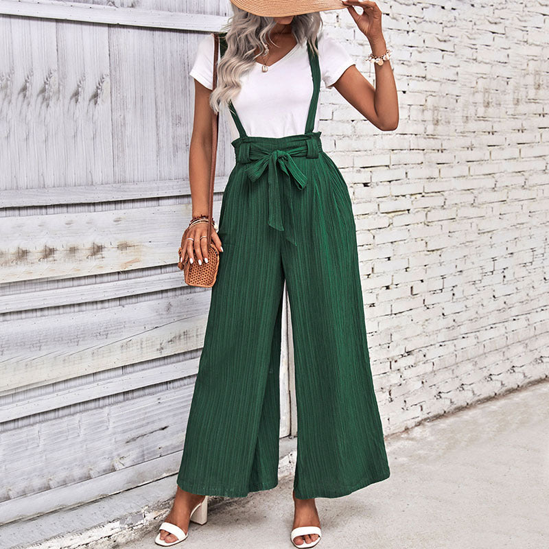 Damen Culotte-Jumpsuit mit verstellbaren Trägern und elegantem Kordelzug R&B