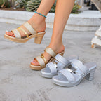 Damen modische Plateau-Sandaletten mit glitzerndem Riemen-Design R&B