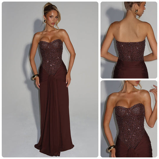 Damen Abendkleid mit glamourösem Korsettdesign und fließendem Rock R&B