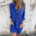 Damen Langärmlige Hemdbluse im Oversize-Stil mit Knopfleiste R&B