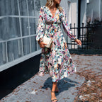Damen Midi-Kleid mit floralem Druck und elastischem Tailleneinsatz R&B