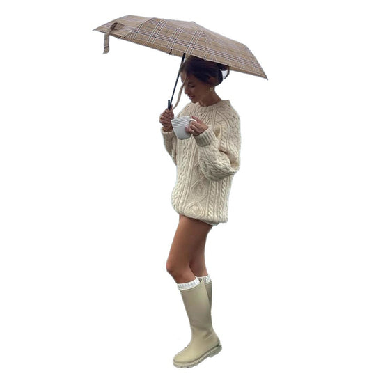Damen Strickpullover mit Zopfmuster und weiten Ärmeln R&B