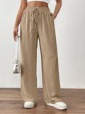 Damen Sommerliche Palazzo-Hose mit elastischem Bund und Bindegürtel R&B