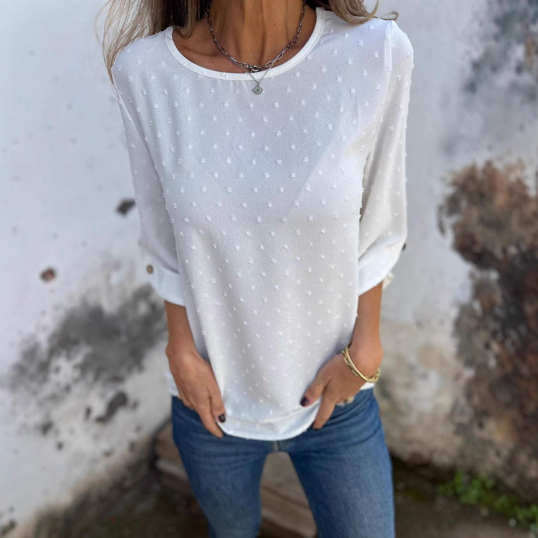 Damen lässige Bluse mit dekorativem Punktedesign R&B