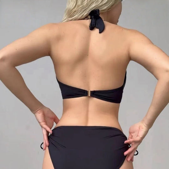 Damen Triangel-Bikini mit modischem Schnitt und dekorativem Verschluss R&B