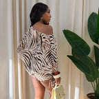 Damen lässiges Strandset mit asymmetrischem Oberteil und gerafften Shorts R&B