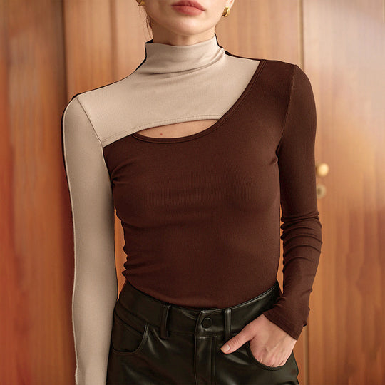 Damen Modisches Langarmoberteil mit asymmetrischem Design und raffinierter Ausschnitt R&B