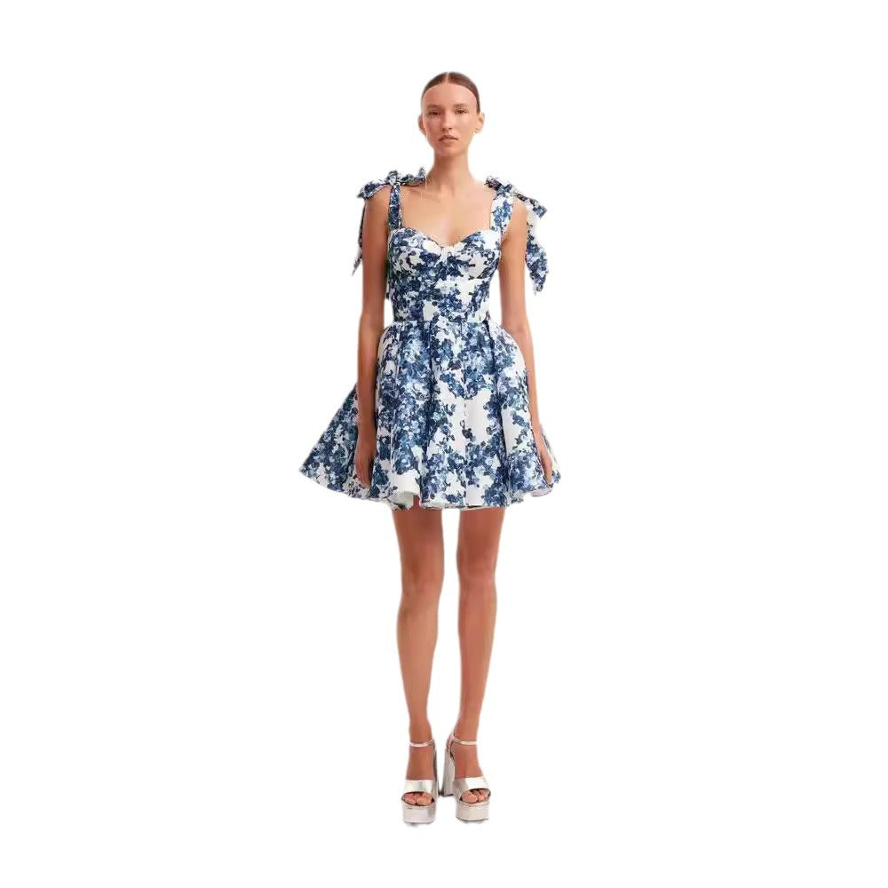 Damen Verspieltes Minikleid mit floralem Design und raffinierten Trägern R&B