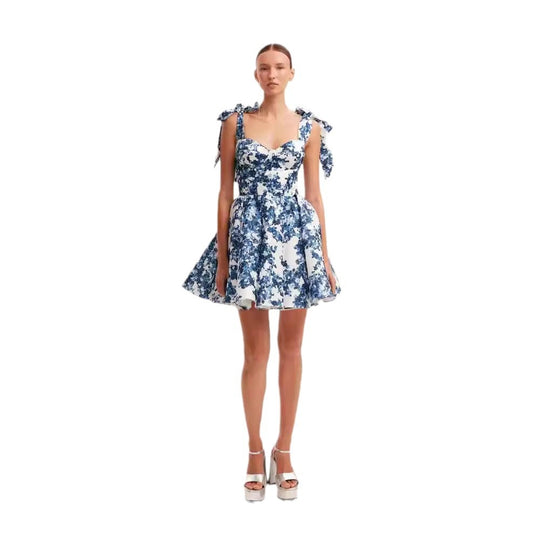 Damen Verspieltes Minikleid mit floralem Design und raffinierten Trägern R&B