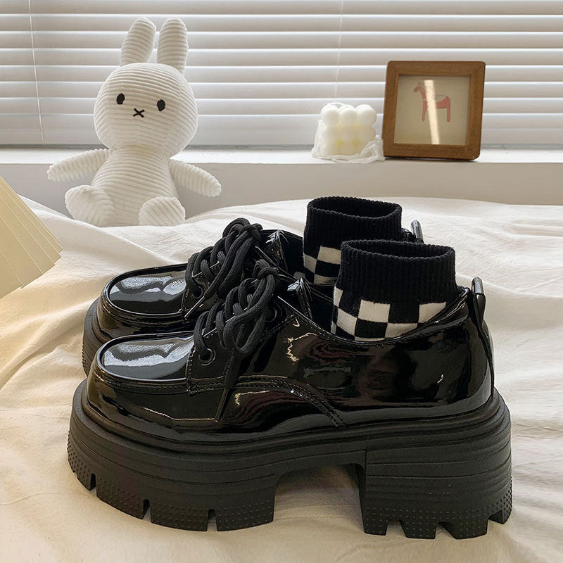 Damen Modische Plattform-Schnürschuhe mit einzigartigem Design und dicker Sohle R&B