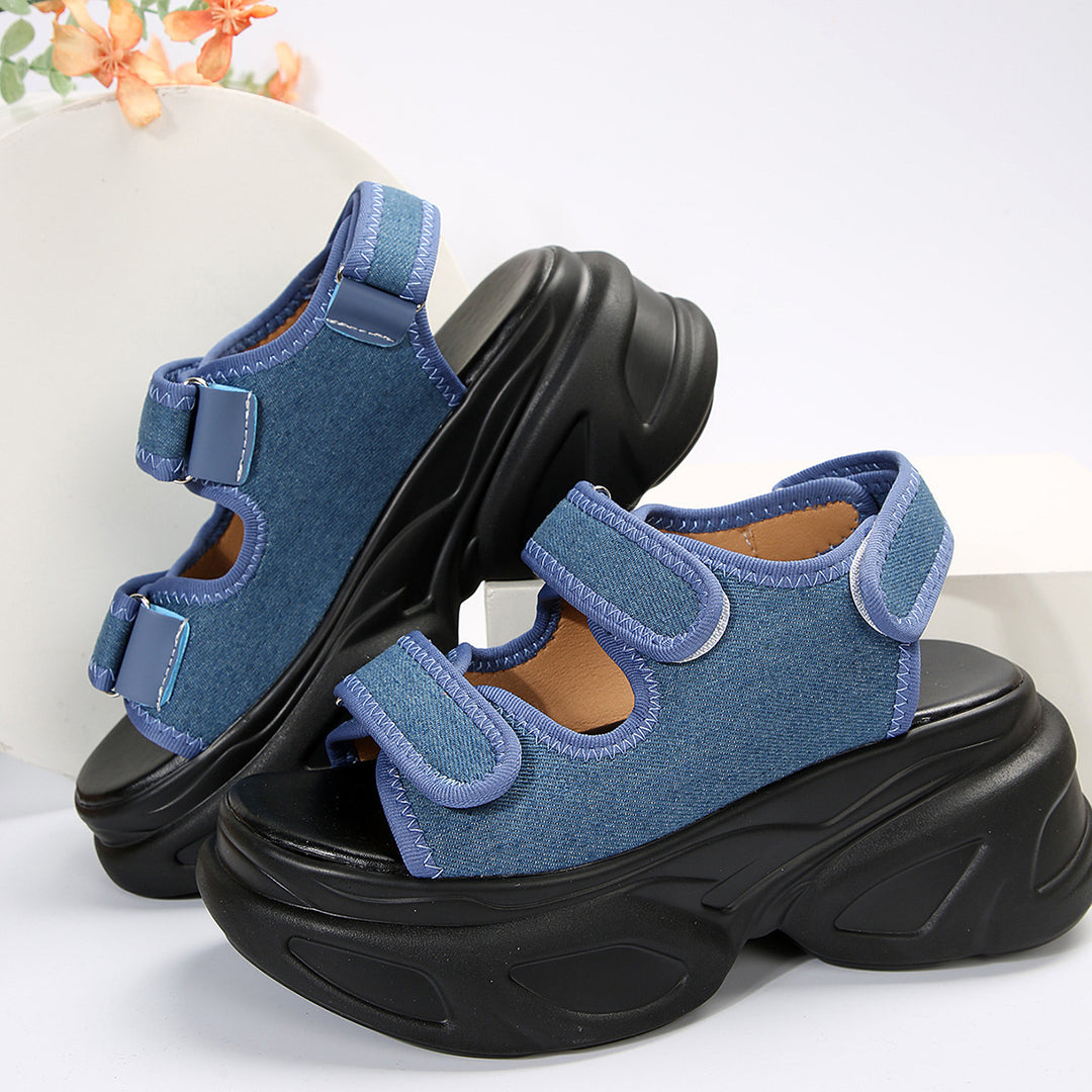Damen Glamouröse Plateau-Sandalen mit verstellbaren Riemen und funkelnden Applikationen R&B