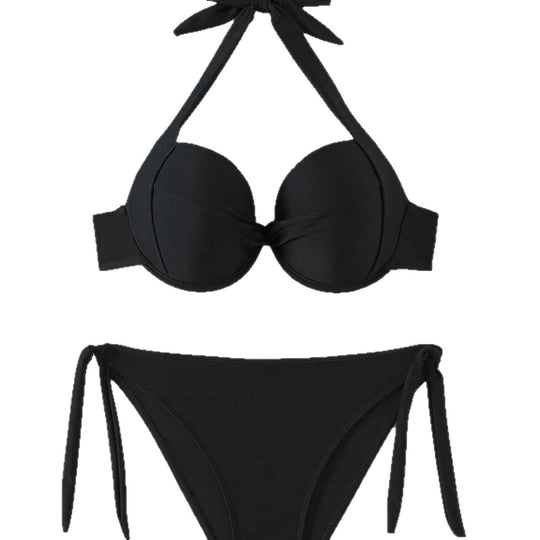 Damen Push-Up Bikini mit verspieltem Knoten-Design R&B