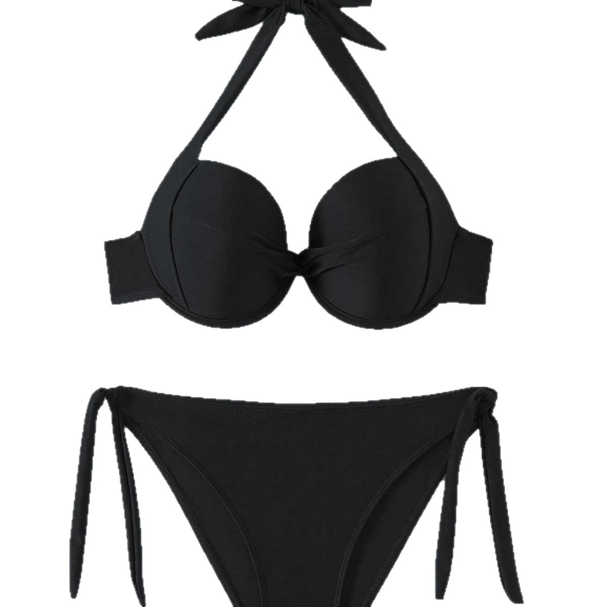 Damen Push-Up Bikini mit verspieltem Knoten-Design R&B