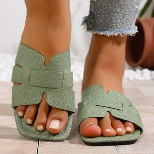 Damen Komfortable Slip-On Sandalen mit modischen Riemen R&B