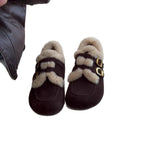 Damen Flauschige Filzpantoffeln mit dekorativem Riemendesign R&B