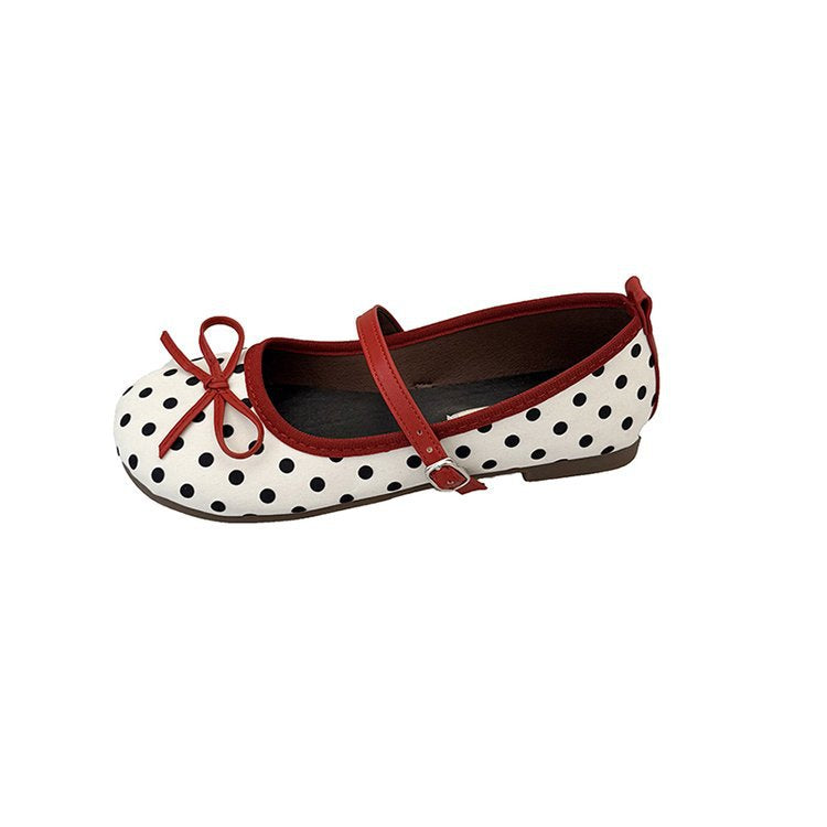 Damen Ballerinas mit dekorativem Schleifen-Design und Punktmuster R&B