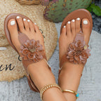 Damen hübsche Zehentrenner-Sandalen mit floralem Detail R&B