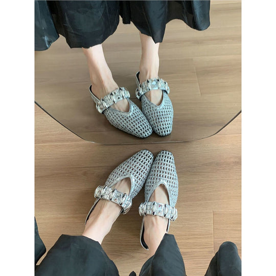 Damen elegante Mules mit glitternder Riemenverzierung R&B