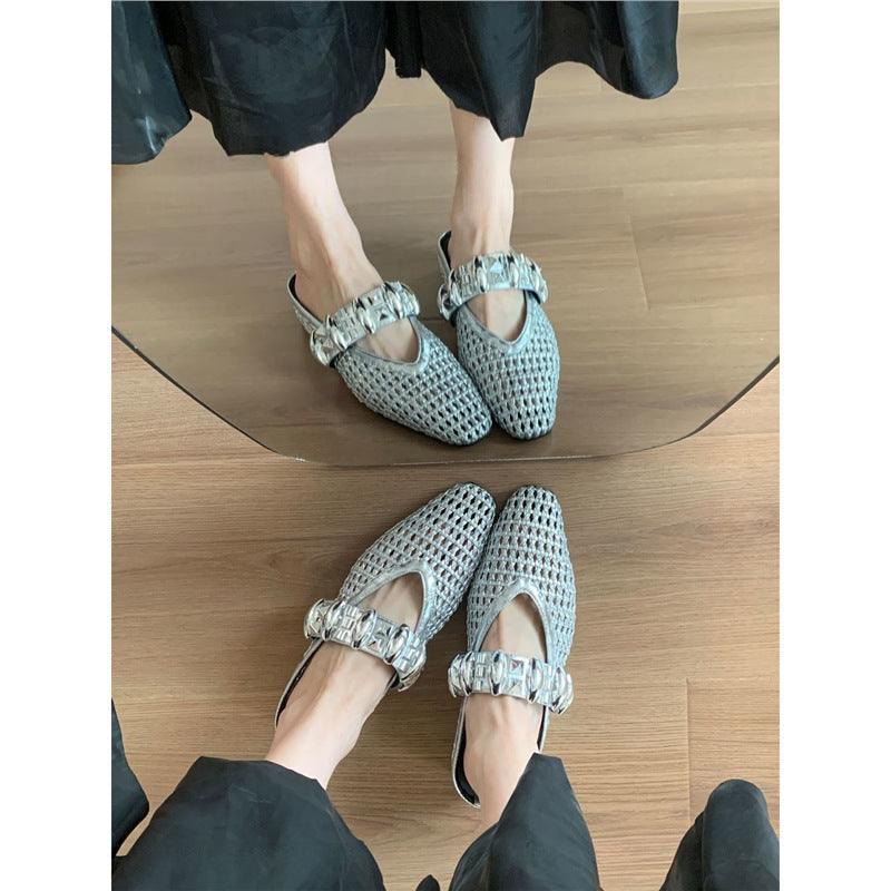 Damen elegante Mules mit glitternder Riemenverzierung R&B