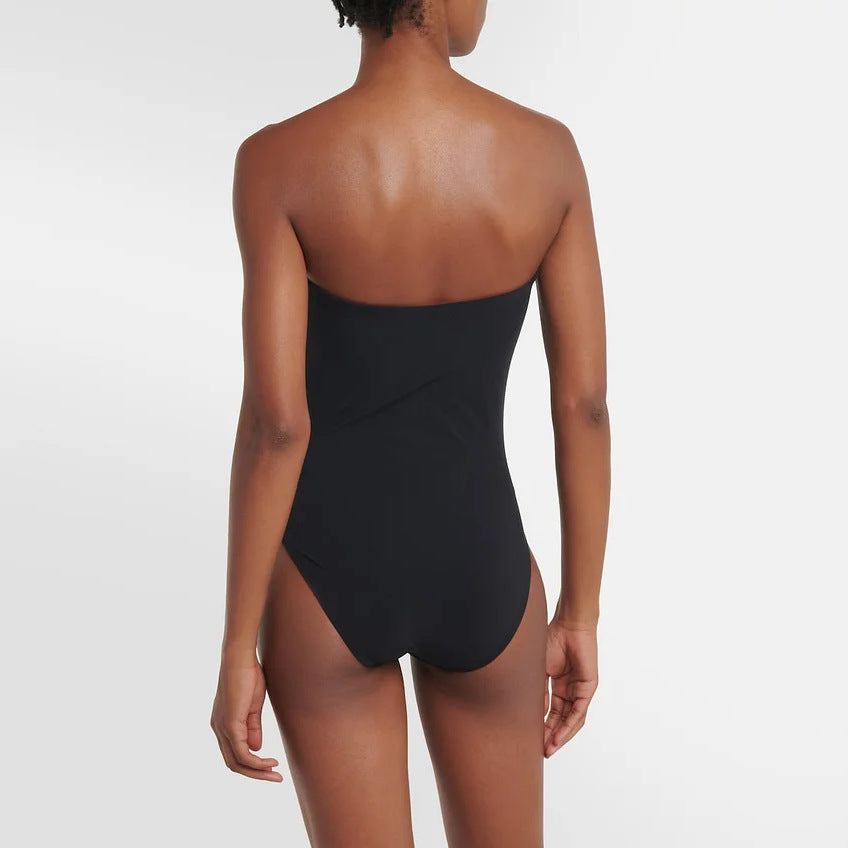 Damen Bandeau-Badeanzug mit elegantem Wickelrock R&B