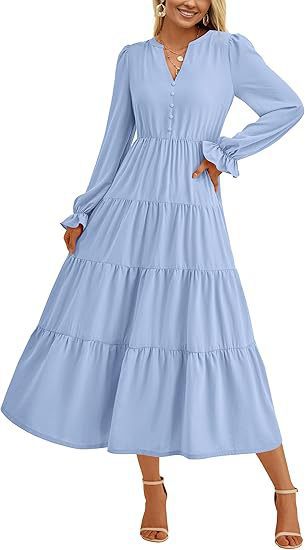 Damen Maxikleid mit modischen Volants und dezentem Cut-out R&B