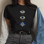 Damen T-Shirt mit kreativem Grafikdruck und luxuriösen Paillettenakzenten R&B