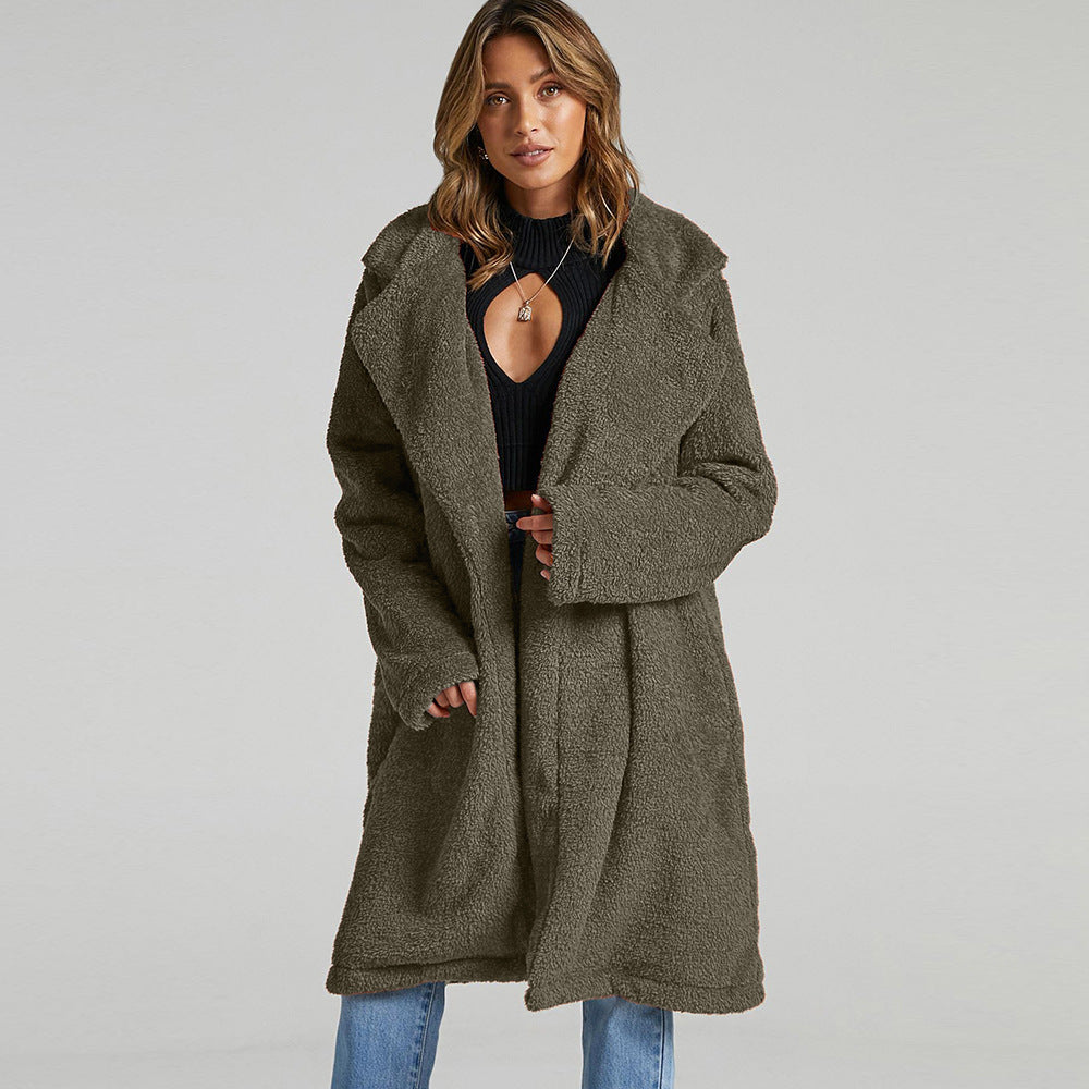 Damen Flauschiger Langmantel aus Teddystruktur R&B