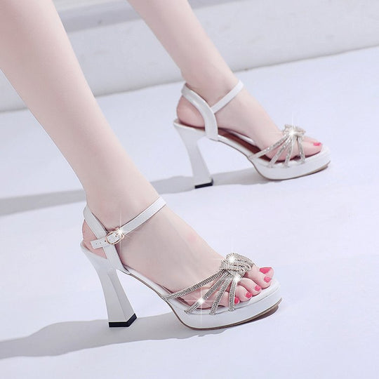 Damen glamouröse High Heels Sandalen mit Strass-Detail R&B