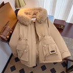 Damen Winterjacke mit abnehmbarem Kunstpelzkragen und praktischen Taschen R&B