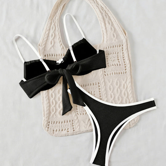 Damen Bikiniset mit feinem Wellenmuster und verstellbaren Trägern R&B