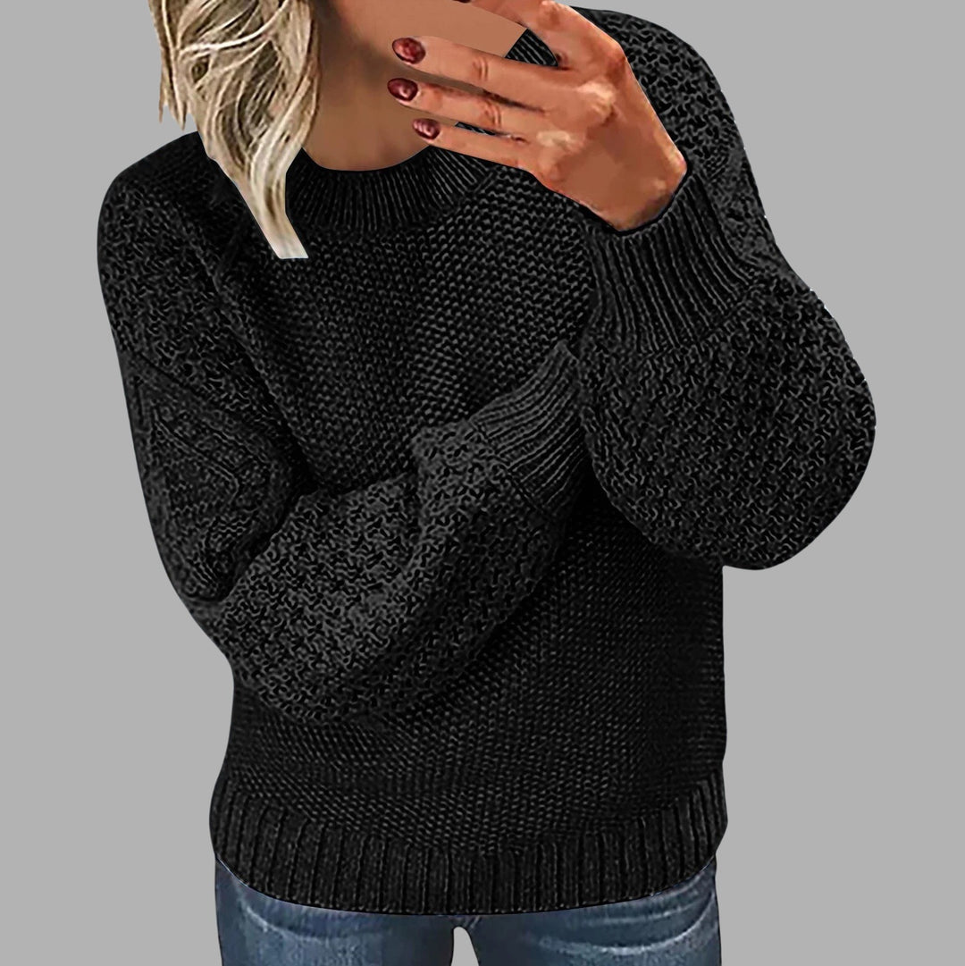 Damen Modischer Strickpullover mit strukturiertem Design und weiten Ärmeln R&B