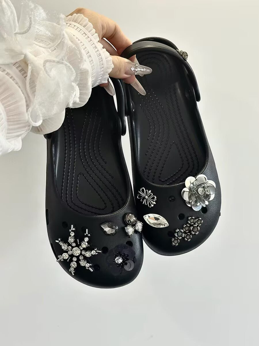 Damen modische Clogs mit funkelnden Dekorelementen R&B
